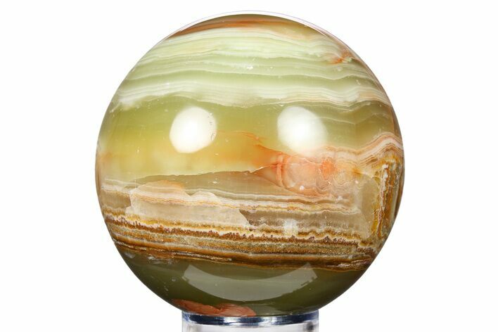 Polished Green Banded Calcite Sphere - Pakistan #265545